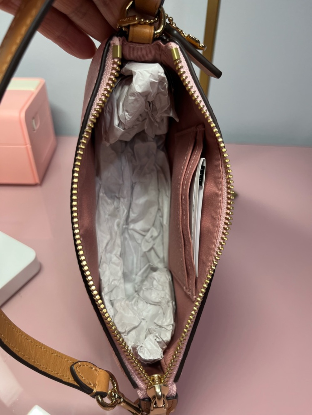 NWT Coach Nolita 19 In Signature Canvas with Charm
Gold/Powder Pink CDW31π©· - Picture 7 of 9